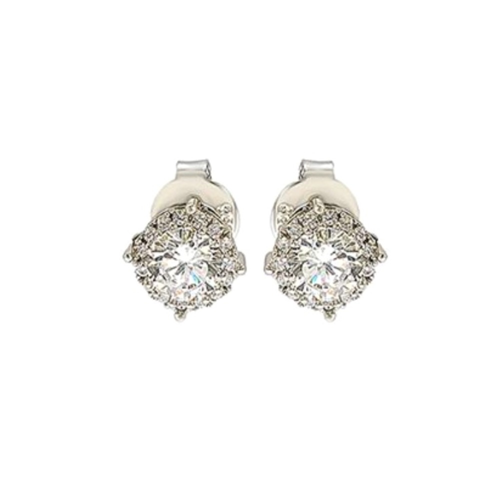 Suzy Levian Cubic Zirconia & Sterling Silver Round Stud Earrings